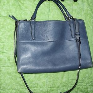 Elegant Blue Leather Tote Bag